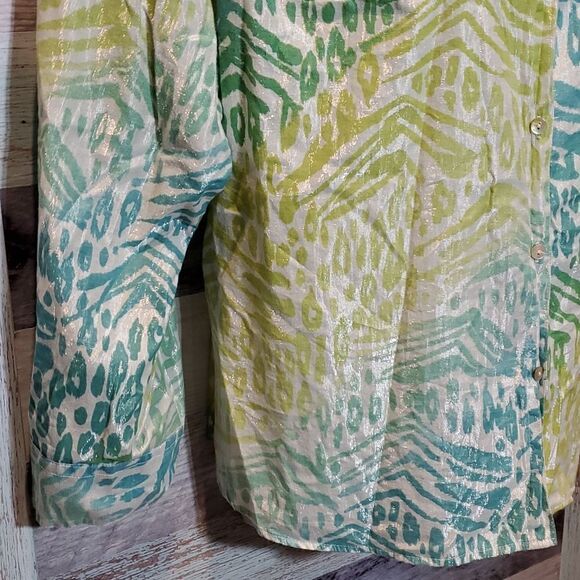 Ruby Rd Sz 22W Plus Sparkly Leopard Print Button Down Blouse 524 - Picture 4 of 8